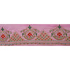 Sanskriti Vintage Sari Border Hand Beaded 1 YD Indian Trim Sewing Pink Zari Lace