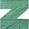 Sanskriti Vintage Sari Border Embroided 1YD Trim Sewing Green Craft Floral Lace