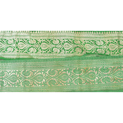 Sanskriti Vintage Sari Border Woven Brocade 1 YD Trim Craft Sewing Green Lace