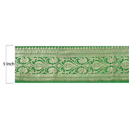 Sanskriti Vintage Sari Border Woven Brocade 1 YD Trim Craft Sewing Green Lace