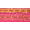 SANSKRITI VINTAGE Border Hand Beaded 1 YD Indian Trim Sewing Pink Mirror Lace