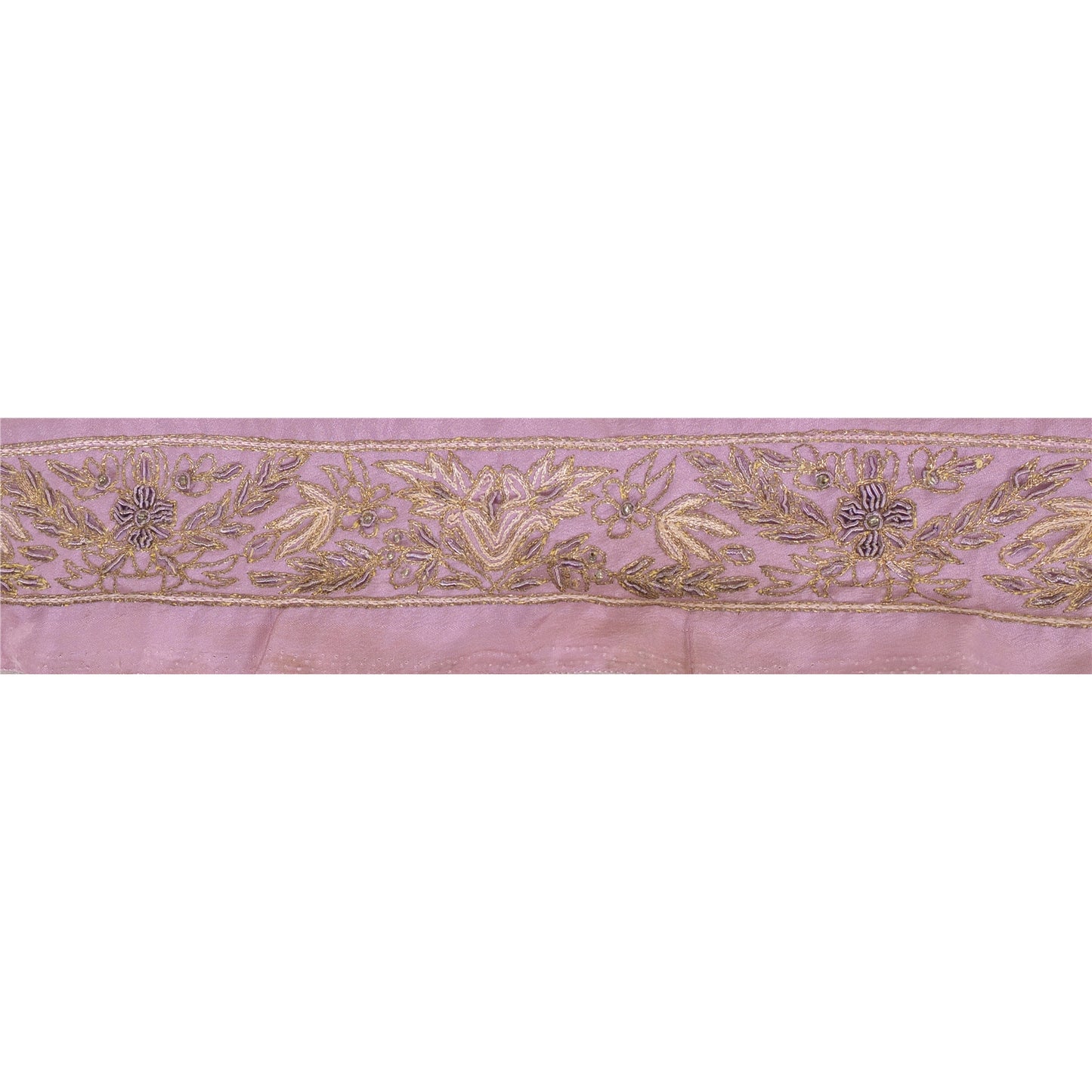 Sanskriti Vintage Sari Border Hand Beaded 1 YD Indian Trim Ribbon Purple Lace