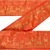 Sanskriti Vintage Sari Border Woven Brocade 1 YD Trim Craft Sewing Red Zari Lace