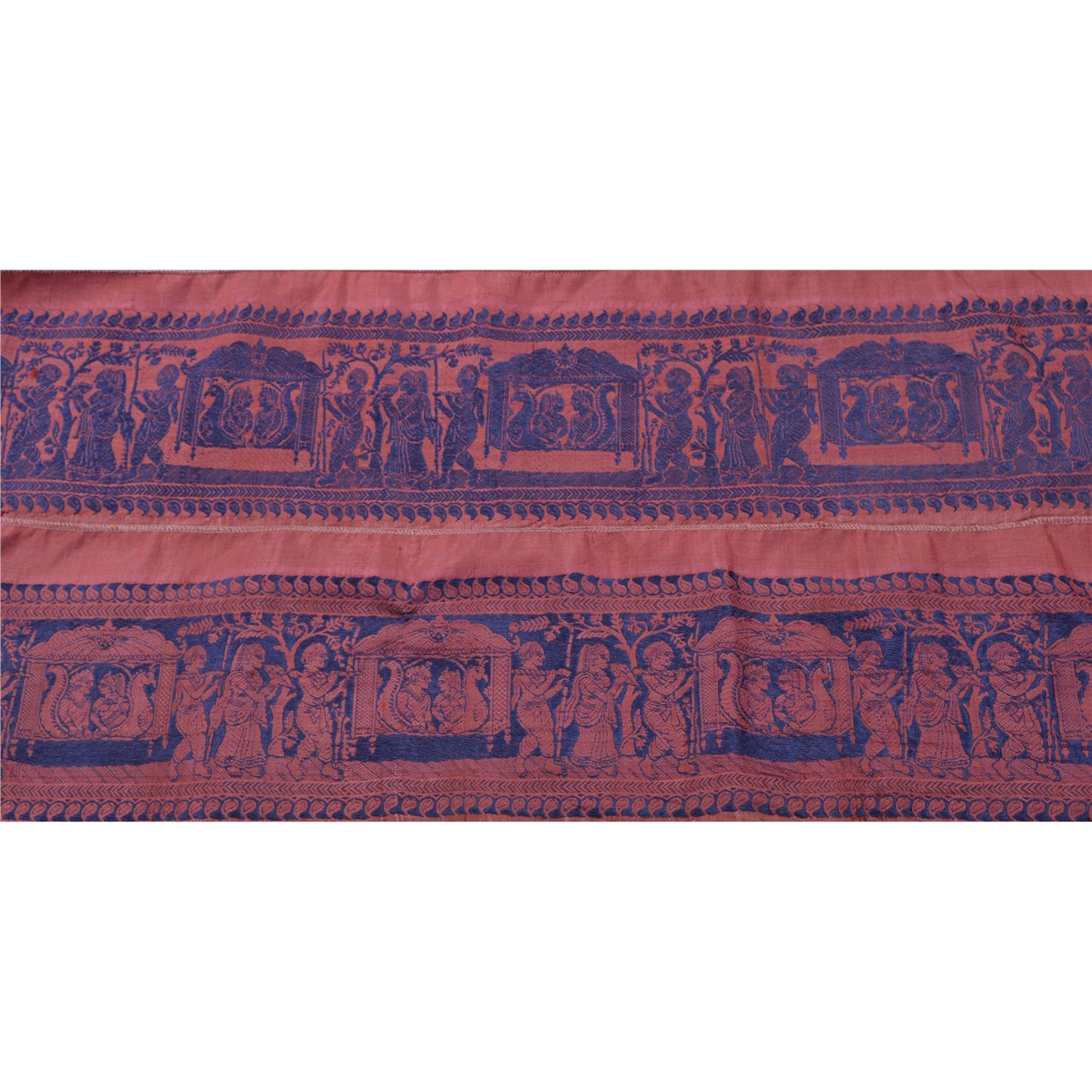 Sanskriti Vintage Sari Border Woven Baluchari 1 YD Craft Trim Sewing Pink Lace