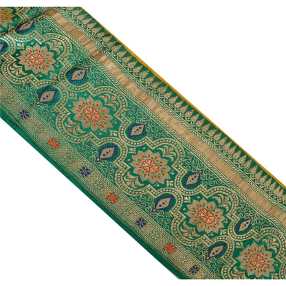 Sanskriti Vintage Sari Border Woven Brocade 2 YD Trim Craft Green Zari Lace