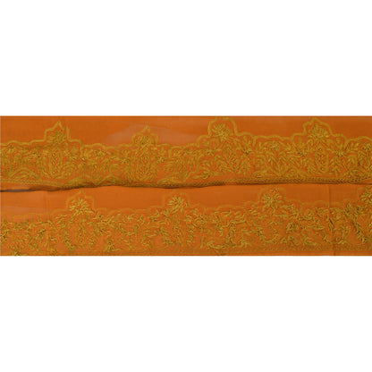 Sanskriti Vintage Sari Border Hand Embroidered 5YD Trim Sewing Orange Craft Lace