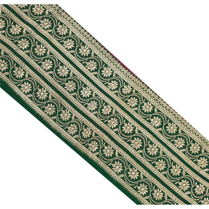 Sanskriti Vintage 1 YD Trim Sari Border Woven Brocade Craft Sewing Green Lace