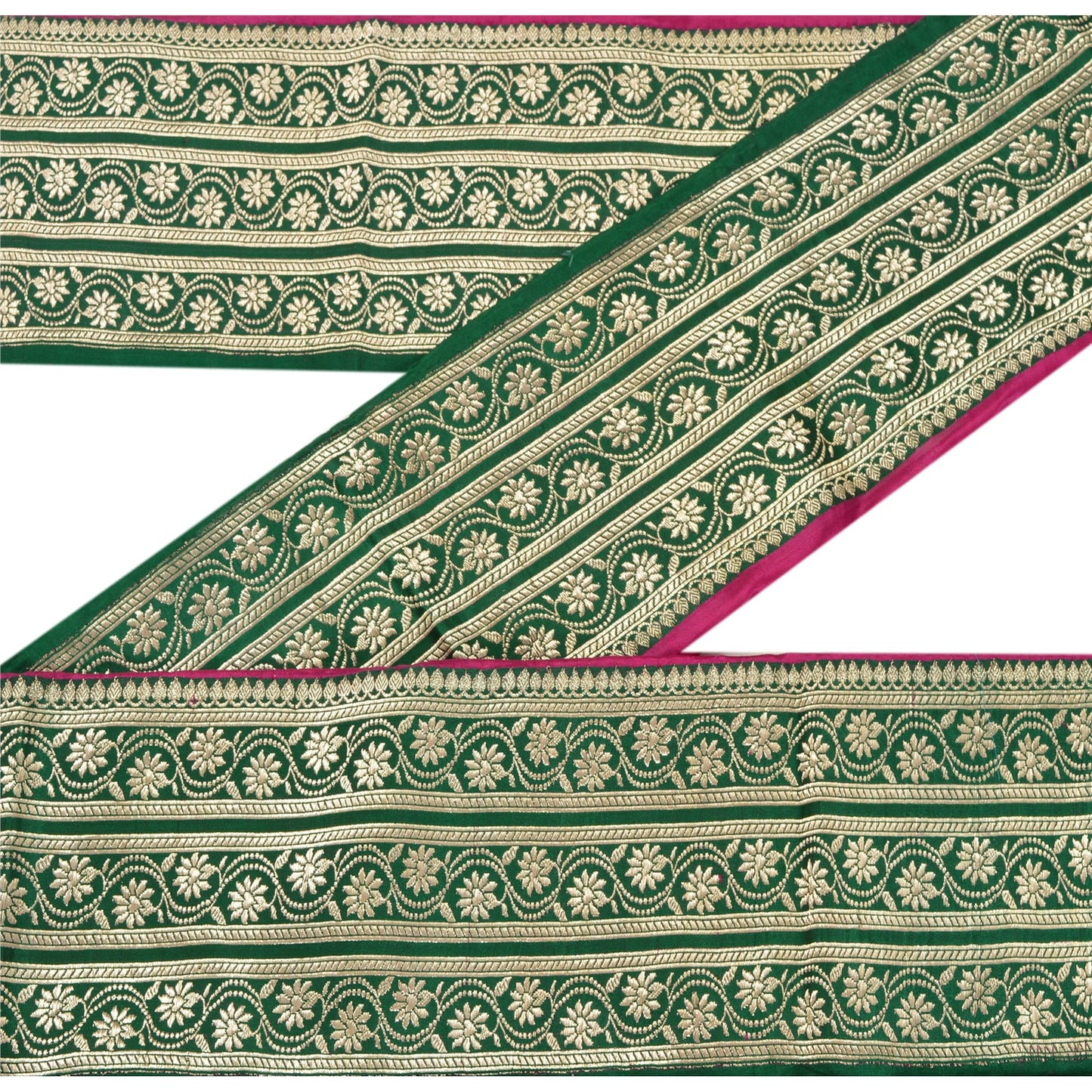 Sanskriti Vintage 1 YD Trim Sari Border Woven Brocade Craft Sewing Green Lace