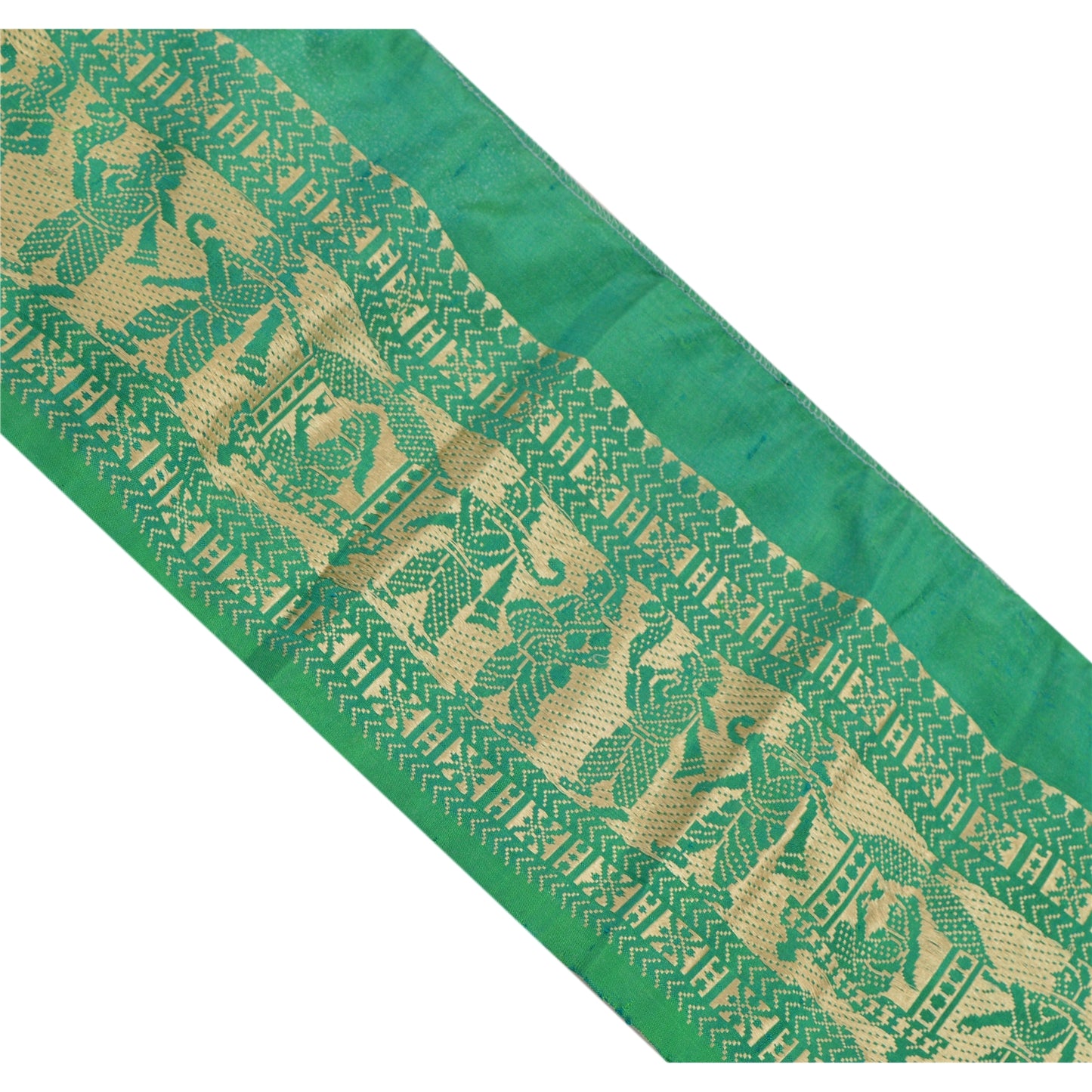 Sanskriti Vintage 1 Yard Saree Border Baluchari Craft Trim Sewing Green Lace