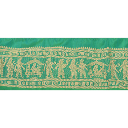 Sanskriti Vintage 1 Yard Saree Border Baluchari Craft Trim Sewing Green Lace