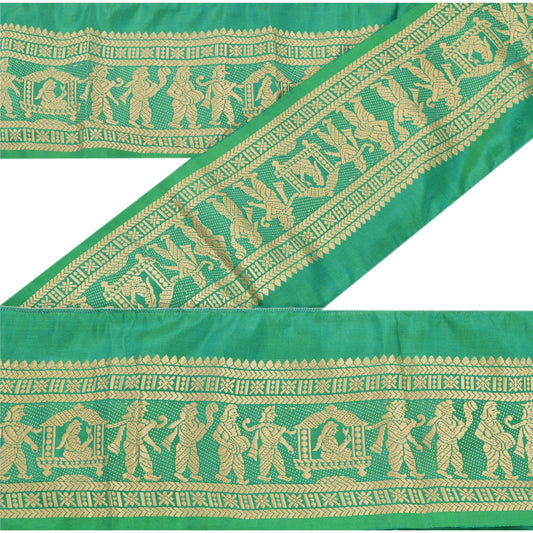 Sanskriti Vintage 1 Yard Saree Border Baluchari Craft Trim Sewing Green Lace