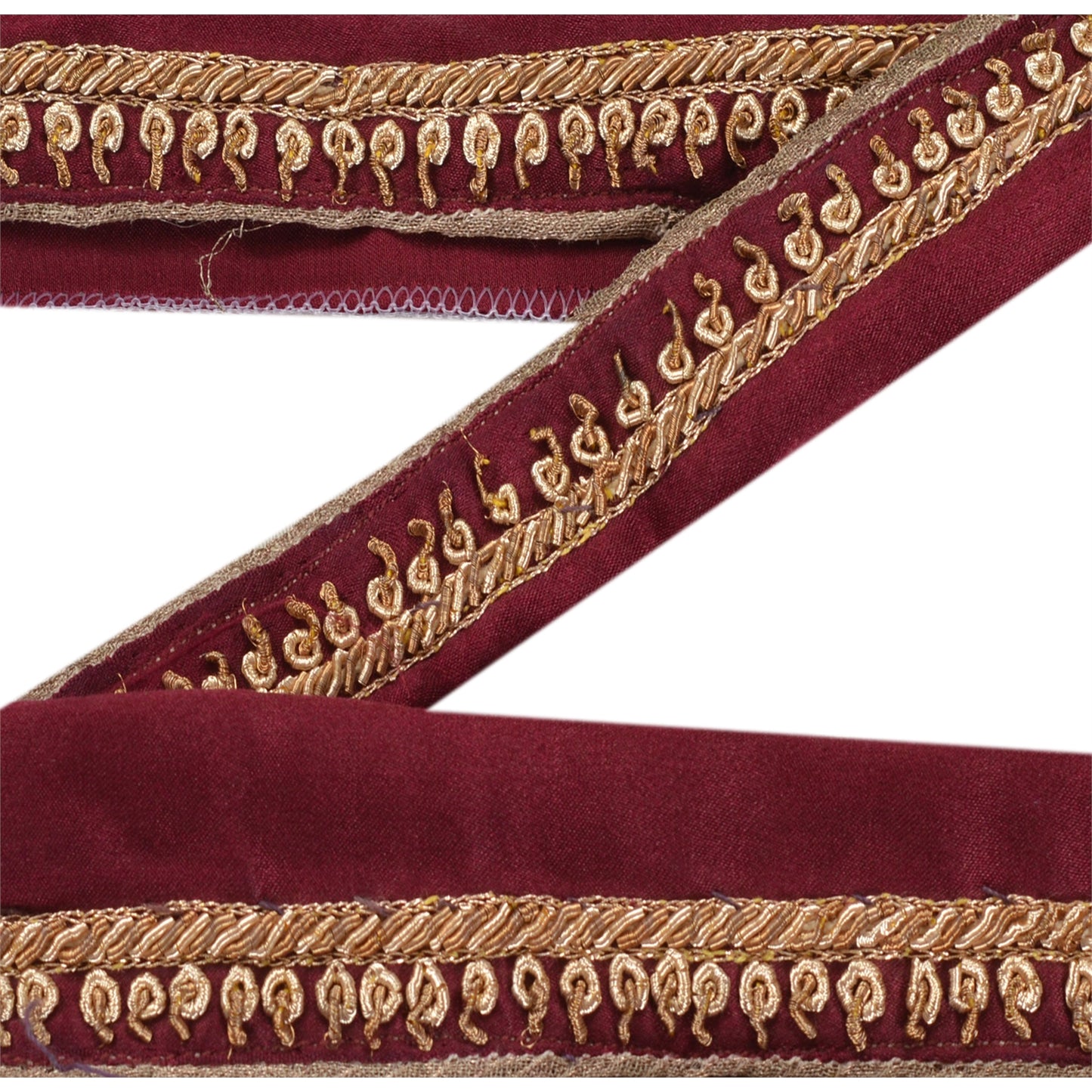 Sanskriti Vintage 1 YD Sari Border Hand Embroidered Trim Ribbon Purple Craft Lace