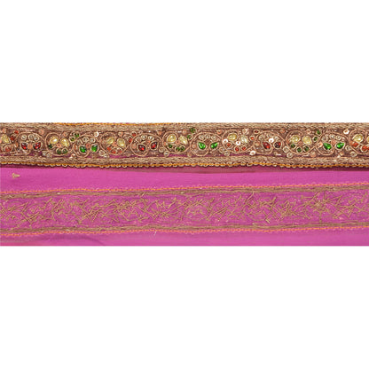 Sanskriti Vintage 1 YD Sari Border Hand Beaded Indian Trim Ribbon Purple Lace