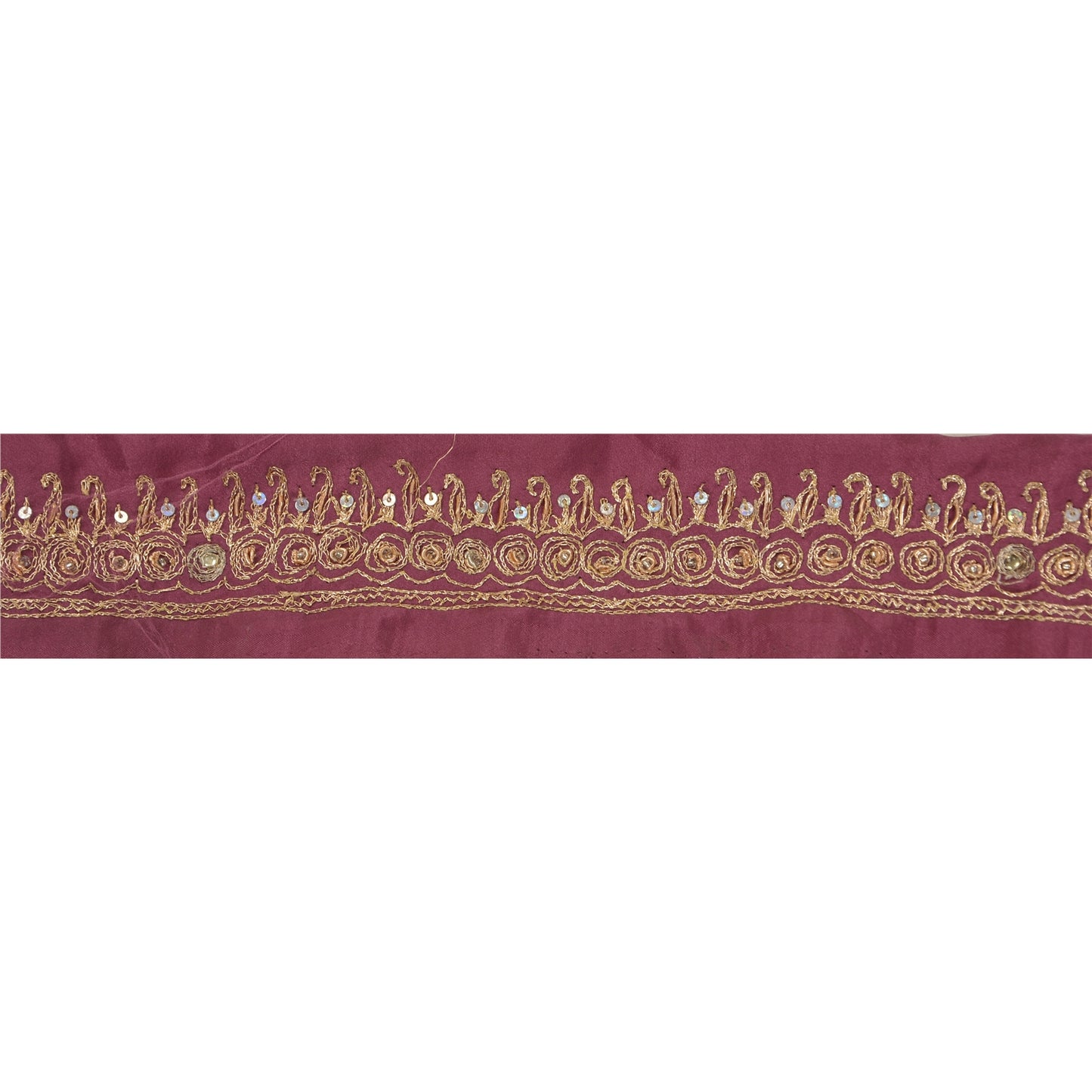 Sanskriti Vintage 1 YD Sari Border Hand Beaded Craft Trim Ribbon Purple Lace