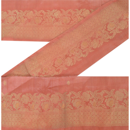 Sanskriti Vintage 1 YD Trim Sari Border Woven Craft Sewing Peach Decor Lace