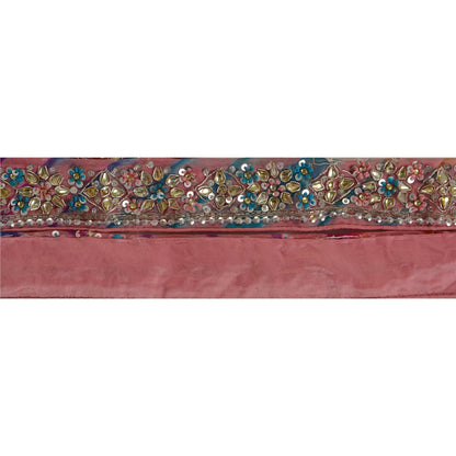 Sanskriti Vintage 1 YD Leheria Sari Border Hand Beaded Trim Ribbon Craft Lace