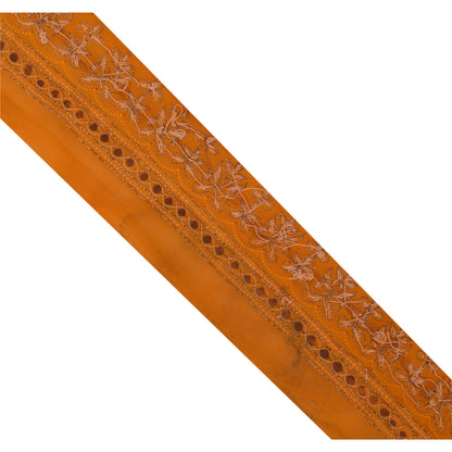 Sanskriti Vintage 6 YD Sari Border Hand Beaded Craft Trim Ribbon Orange Lace