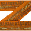 Sanskriti Vintage 6 YD Sari Border Hand Beaded Craft Trim Ribbon Orange Lace