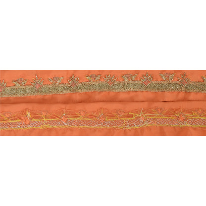 Sanskriti Vintage 1 YD Sari Border Hand Embroidered Craft Trim Ribbon Peach Lace