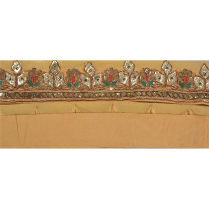 Sanskriti Vintage 1 YD Sari Border Antique Hand Beaded Trim Sewing Cream Lace