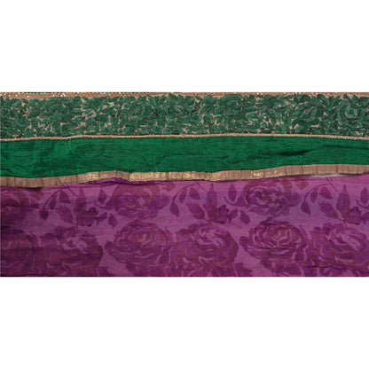 Sanskriti Vintage 1 YD Sari Border Embroidered Trim Sewing Craft Green Lace