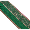 Sanskriti Vintage 1 YD Sari Border Embroidered Trim Sewing Craft Green Lace