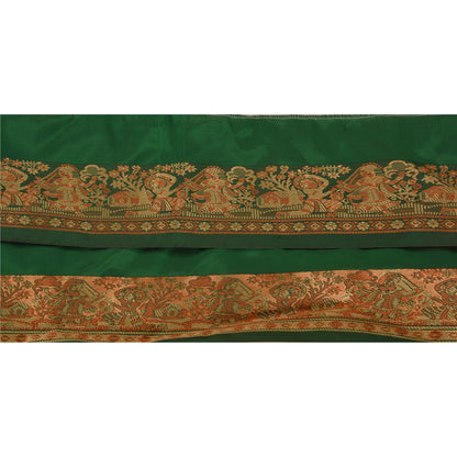 Sanskriti Vintage 1 YD Sari Border Antique Woven Indian Trim Sewing Green Lace