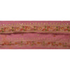 Sanskriti Vintage 1 YD Sari Border Hand Beaded Trim Ribbon Pink Craft Lace