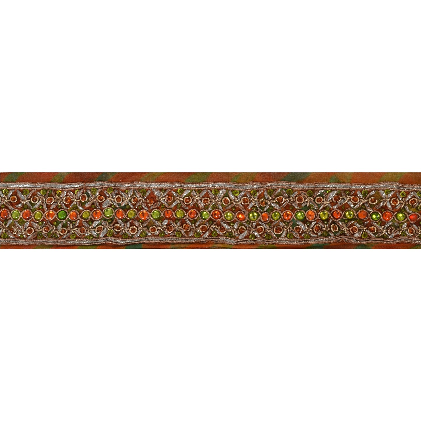 Sanskriti Vintage 1 YD Leheria Sari Border Hand Beaded Trim Sewing Craft Lace