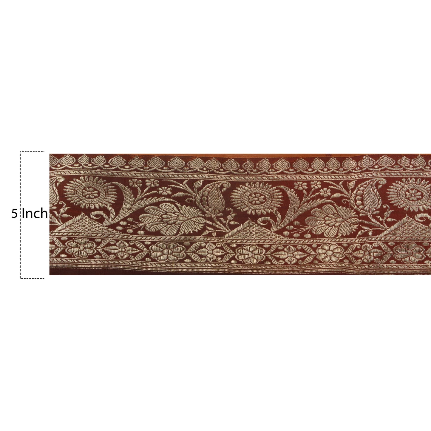 Sanskriti Vintage 1 YD Sari Border Antique Woven Brocade Trim Sewing Brown Lace