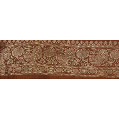 Sanskriti Vintage 1 YD Sari Border Woven Brocade Trim Sewing Brown Craft Lace