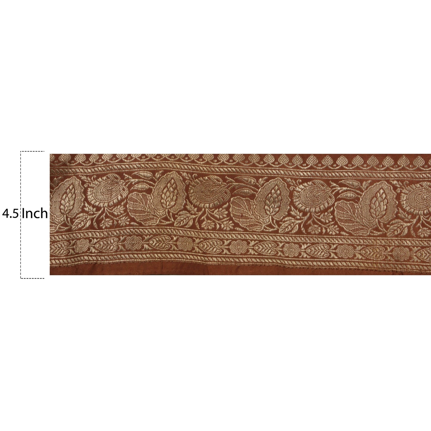 Sanskriti Vintage 1 YD Sari Border Woven Brocade Trim Sewing Brown Craft Lace