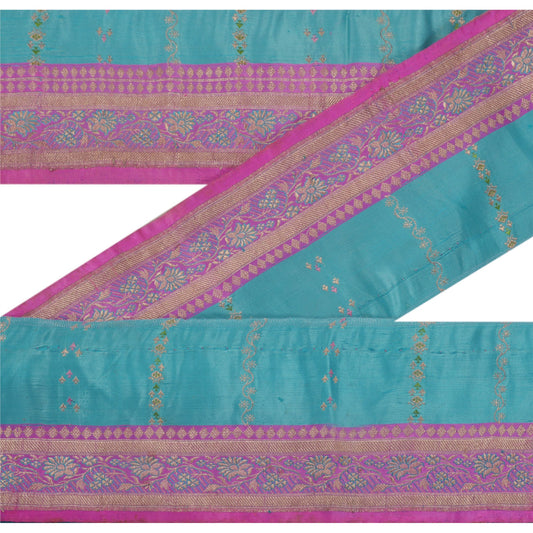 Sanskriti Vintage 1 YD Sari Border Woven Brocade Sewing Pink Decor Craft Lace