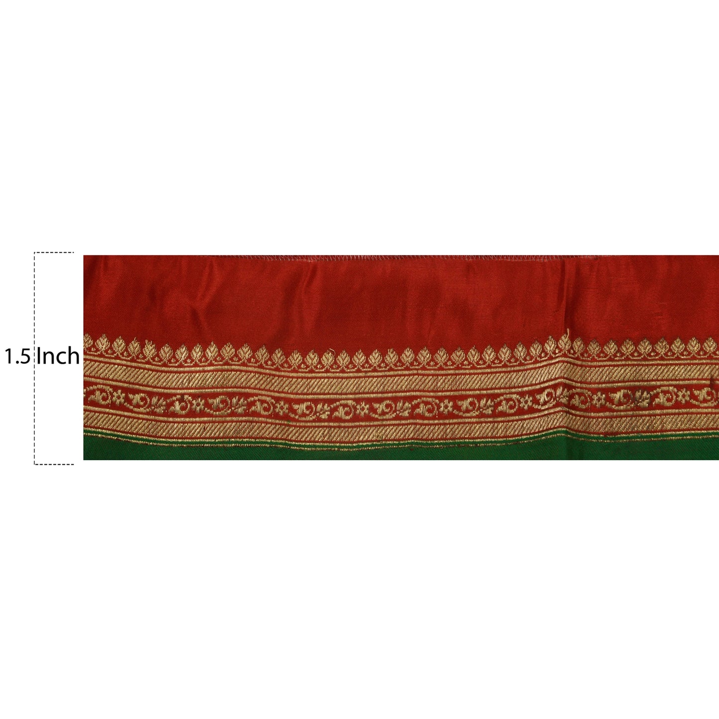 Sanskriti Vintage 1 YD Sari Border Antique Woven Brocade Trim Ribbon Green Lace