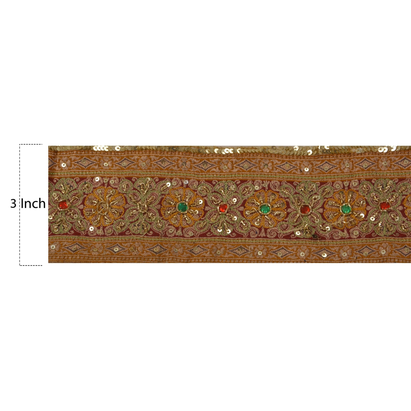 Sanskriti Vintage 1 YD Sari Border Antique Hand Beaded Trim Sewing Cream Lace