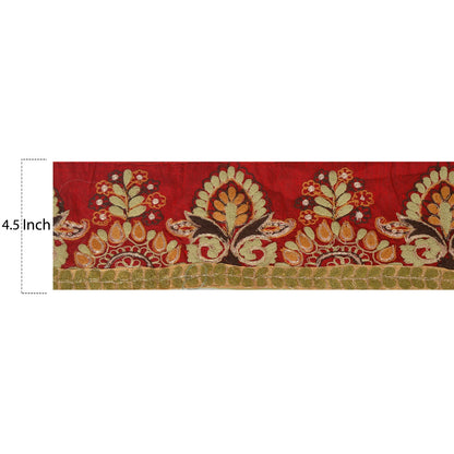 Sanskriti Vintage 1YD Sari Border Antique Embroidered Trim Sewing Red Craft Lace