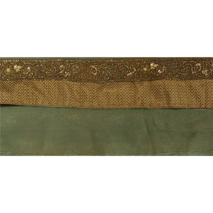 Sanskriti Vintage 1 YD Sari Border Antique Hand Beaded Trim Sewing Golden Lace