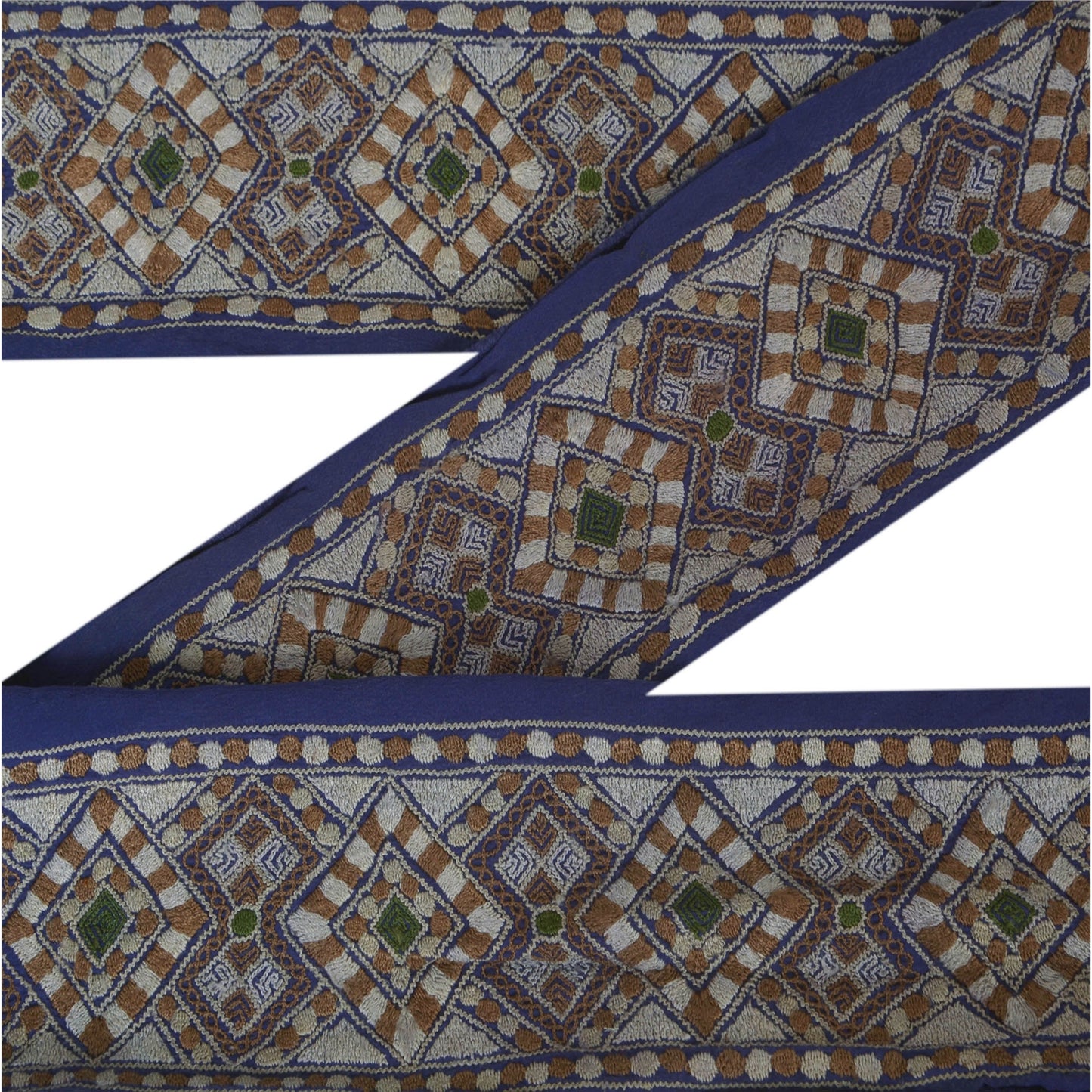 Sanskriti Vintage 1YD Sari Border Antique Hand Embroidery Craft Sewing Blue Lace