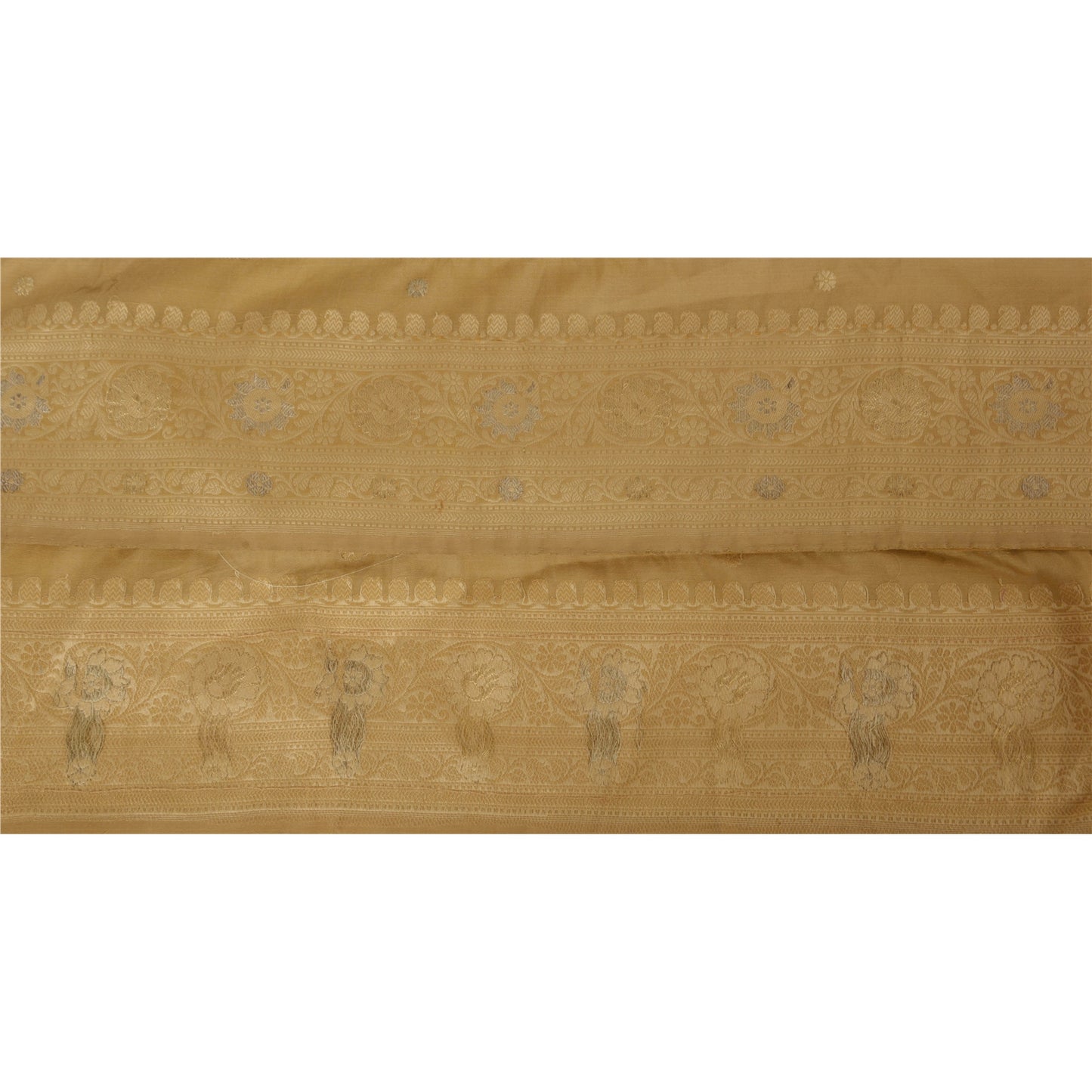 Sanskriti Vintage 1 YD Sari Border Antique Woven Trim Sewing Cream Lace