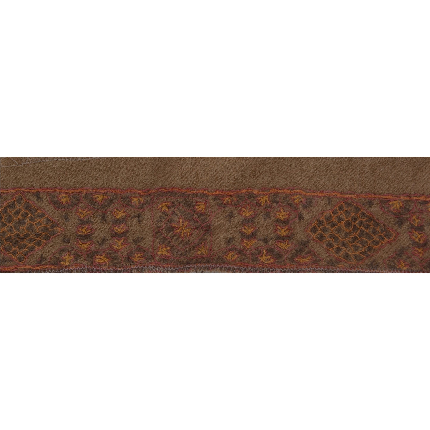 Sanskriti Vintage 1 YD Sari Border Antique Sozani Work Craft Ribbon Brown Lace