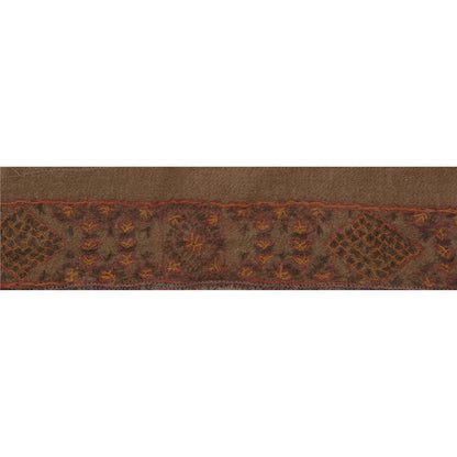 Sanskriti Vintage 1 YD Sari Border Antique Sozani Work Craft Ribbon Brown Lace