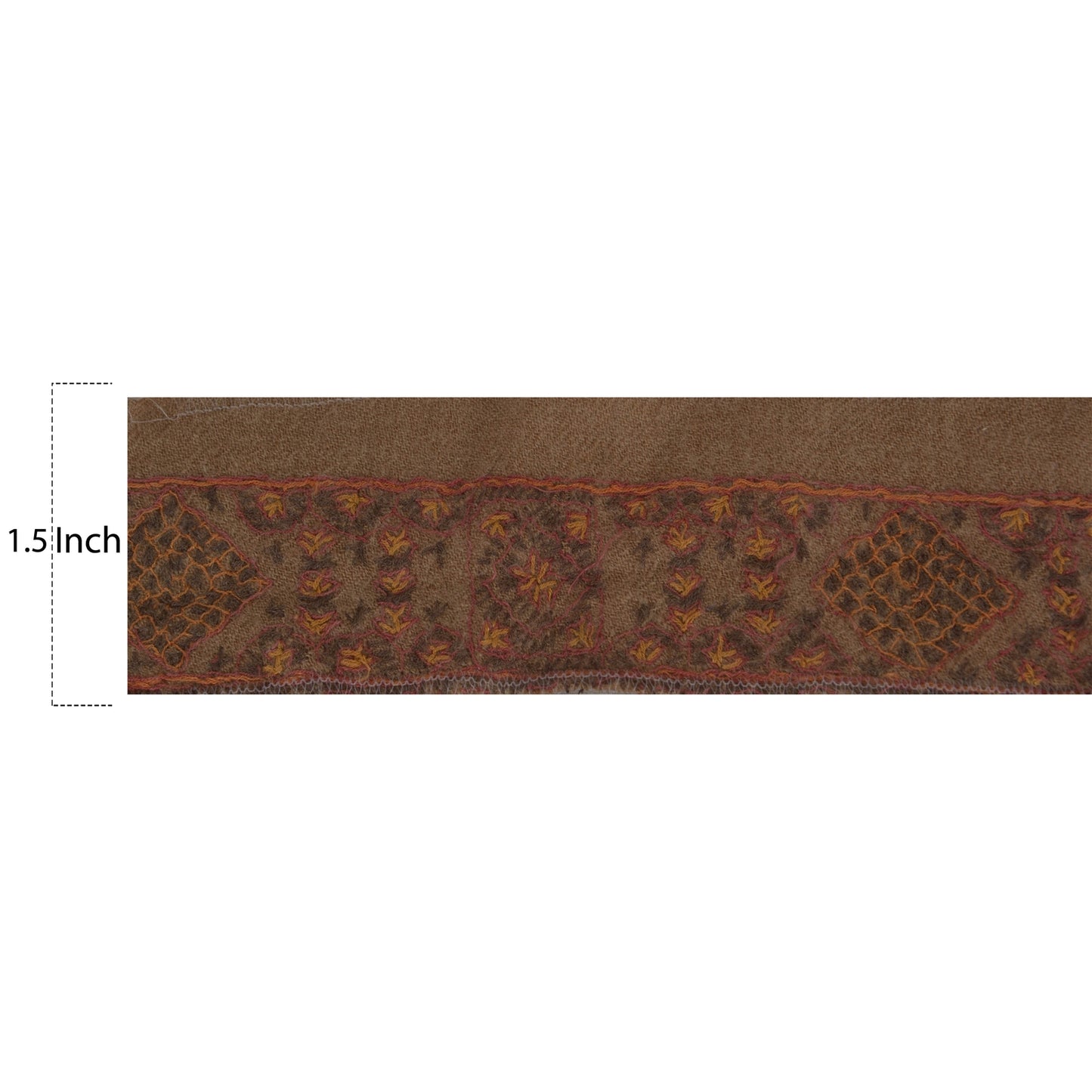 Sanskriti Vintage 1 YD Sari Border Antique Sozani Work Craft Ribbon Brown Lace