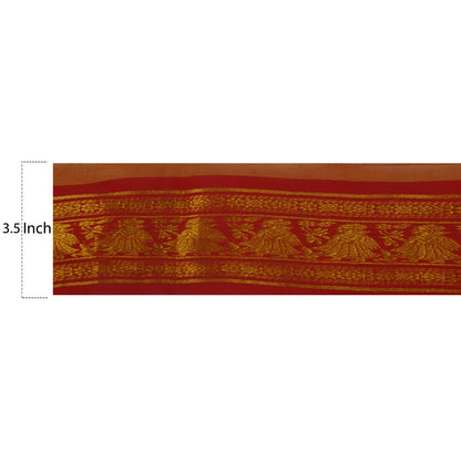 Sanskriti Vintage 1 Yard Trim Saree Border Woven Brocade Craft Sewing Red Lace