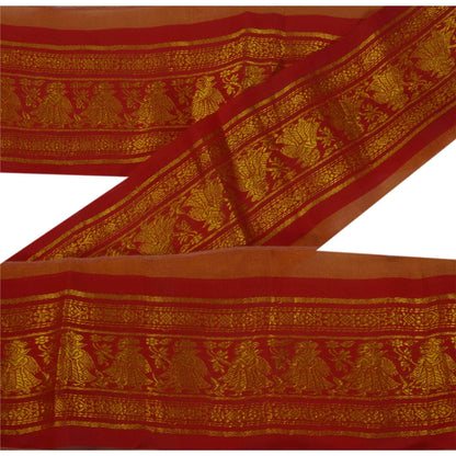 Sanskriti Vintage 1 Yard Trim Saree Border Woven Brocade Craft Sewing Red Lace