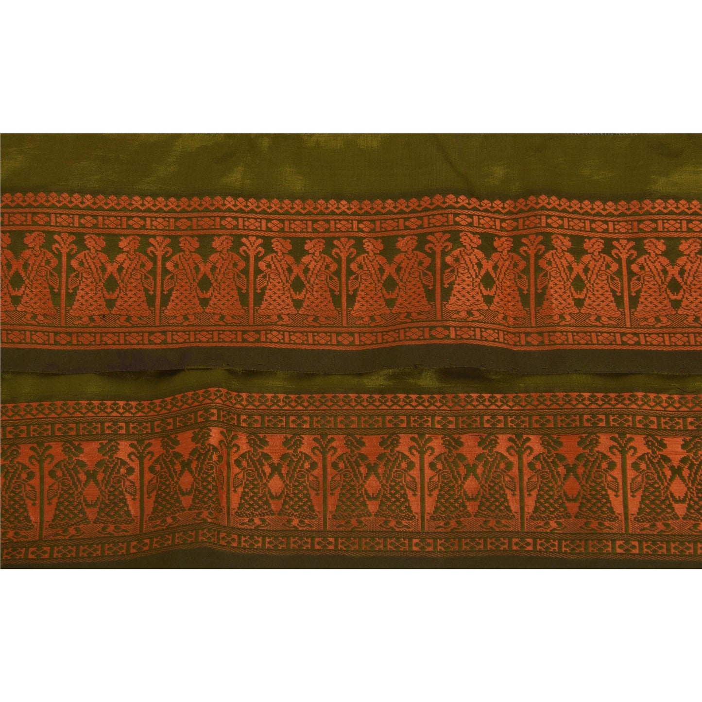 Sanskriti Vintage 1 YD Sari Border Baluchari Trim Sewing Green Craft Lace