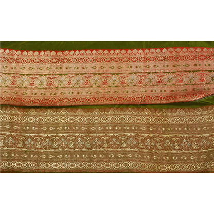 Sanskriti Vintage 1 Yard Trim Sari Border Antique Woven Brocade Craft Green Lace