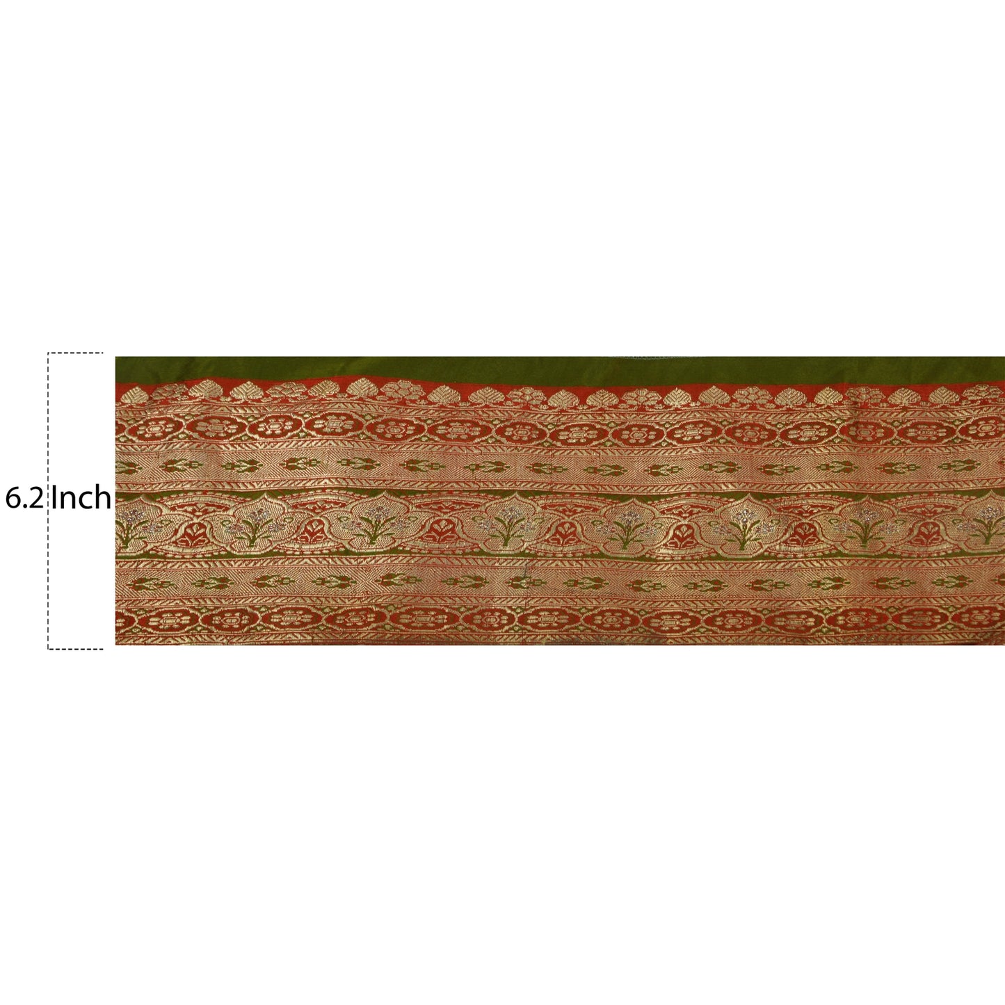 Sanskriti Vintage 1 Yard Trim Sari Border Antique Woven Brocade Craft Green Lace