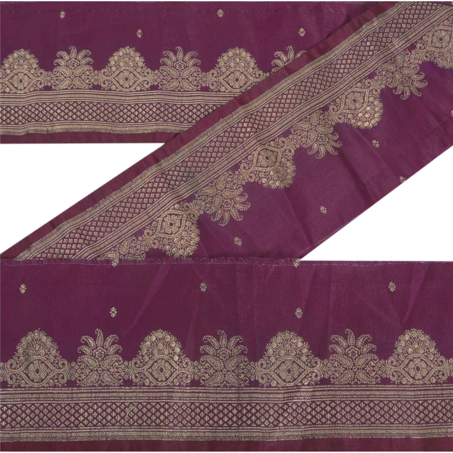 Sanskriti Vintage 1 Yard Trim Saree Border Brocade Craft Sewing Purple Lace