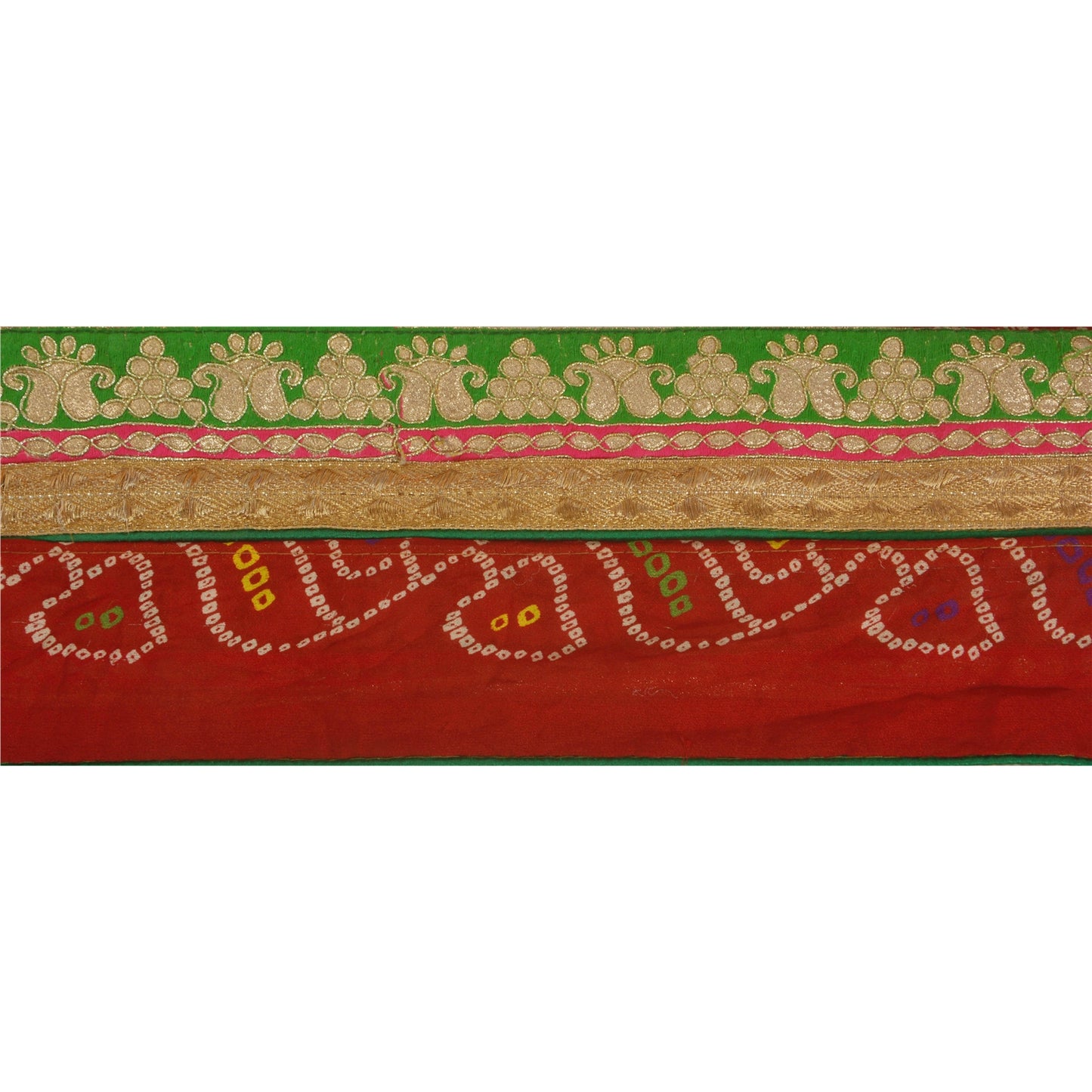 Sanskriti Vintage 1 YD Bandhani Sari Border Embroidered Sewing Craft Trim Lace