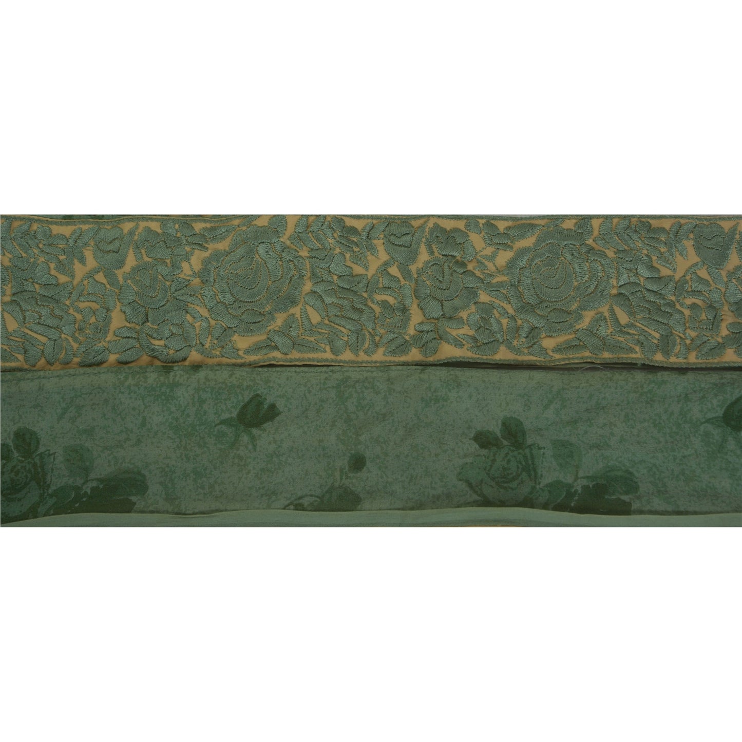 Sanskriti Vintage 1 YD Sari Border Antique Embroidered Sewing Craft Green Lace